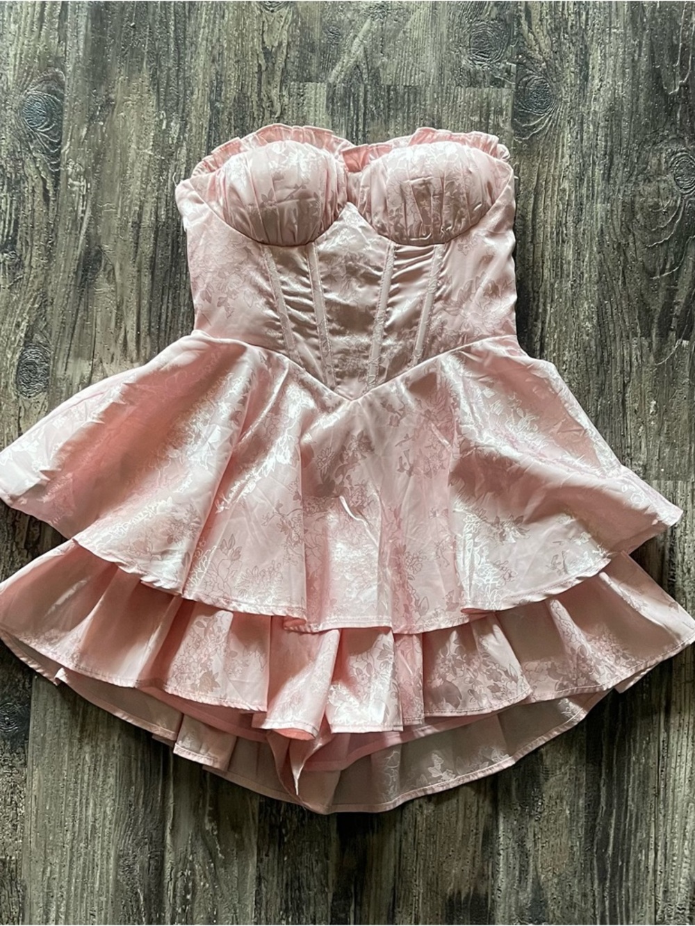 Selfie Leslie Strapless Light Pink Corset Romper